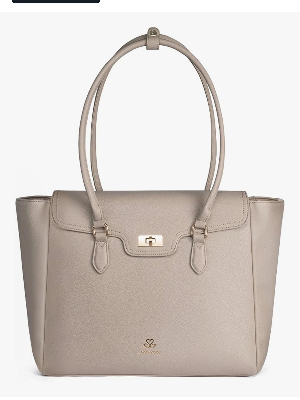 NWT LOVEVOOK Taupe Leather Tote Bag for Women With Pockets For Stanley & Laptop